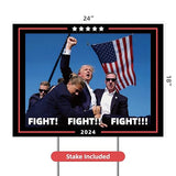 EZISHIPS Trump Shooting Makes Me Stronger Yard Sign, Fight Fight Fight Trump Yard sign with Stakes 18x24 Inch, Outdoor Signs Double Sided, 1 Pack