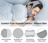 Forzacx Anti Snoring Chin Strap - Light Breathable Cpap Chin Strap Snoring Solution, Comfortable Chin Portion Widen Softer, Efficient Reduce Snoring, Adjustabl Sleep Chin Strap for Men Women - Grey