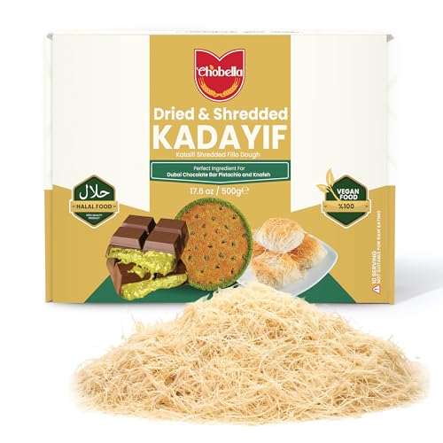 Premium 500gr Dried & Shredded Kataifi Fillo Dough, Kurutulmus Kadayif Pastry Dough, Ingredient for The Viral Dubai Pistachio Chocolate Bar, Knafeh, Kunafa, Phyllo, Katifi, Kataifi 500gr (1.1lb)