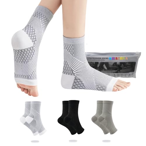 3Pairs Foot & Ankle Brace Socks for Sprained,Foot Neuropathy Socks,Nano Neuropathy Socks for Women & Men Compression Socks For Women & Men,Comprex Ankle Brace Sleeves