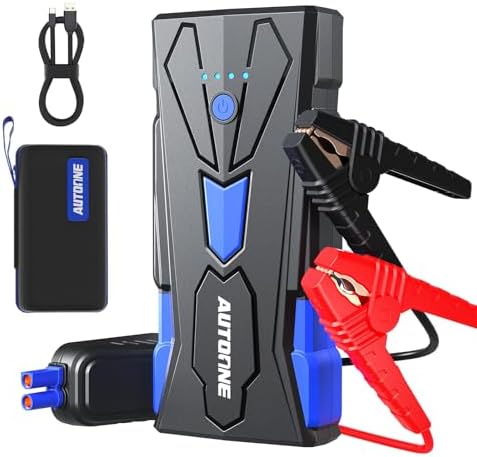 AUTOONE 6000A Car Battery Jump Starter Up to All Gas & 12L Diesel Engine, Car Battery Jumper Starter Portable 12V Jump Box with USB Output, Storage Case, LED Flashlight