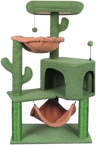 YUNIQUE Cat Tree with Cat Condo Scratch Post and Big Hammock, Green