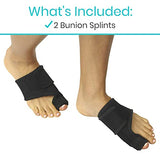 Vive Bunion Brace (Pair) - Big Toe Corrector Straightener with Splint - Hallux Valgus Pad, Joint Pain Relief, Alignment Treatment - Orthopedic Sleeve Foot Wrap Support for Men and Women (Black)