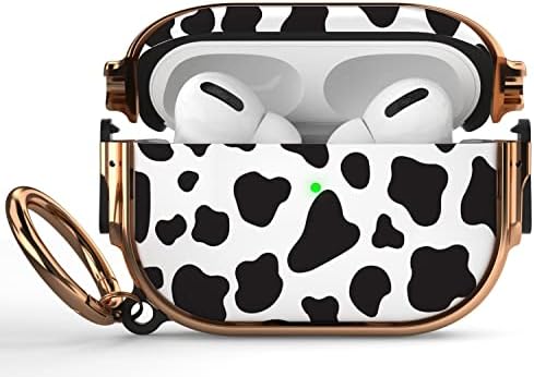 Maxjoy for AirPods Pro 2nd/1st Generation Case with Lock, Cute AirPods Pro 2 Case Lock Protective Hard AirPod Pro Cover for Women Men with Keychain for Airpod Pro (2023/2022/2019), Cow Print