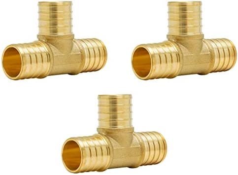 SUNGATOR 3-Pack 1" Pex Tee, No Lead Brass, 1 Inch Pex Fittings