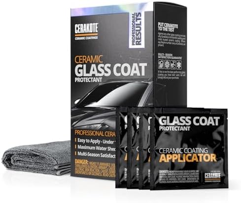 CERAKOTE® Ceramic Glass Coat Protectant - Hydrophobic Automotive Rain Repellant, Long-Lasting and Durable Ceramic Coating, Quick and Easy Application