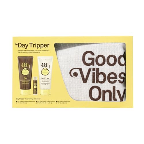 Sun Bum Premium Day Tripper | Travel-Sized Sun Care Pack with Sunscreen Lotion, Sunscreen Lip Balm and Hydrating Cool Down Lotion | Broad Spectrum UVA/UVB Protection