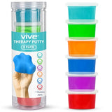 Vive Exercise Putty (6-Pack) - Therapeutic, Occupational and Therapy Tool - Thinking and Stress - Finger, Hand Grip Strength Exercises - Extra Soft, Soft, Medium, Firm Sensory Kit - Squeezable Ball