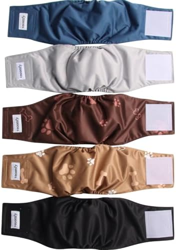 Belly Bands for Male Dogs(5 Pack),Washable Reusable Extra Large Dog Diapers Male Leakproof Doggie Belly Wrap,XXL