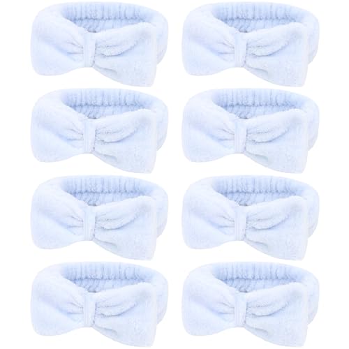 Semato Bachelorette Party Favor Set Bride Spa Headband Bride Headband and Bridesmaid Headband Skincare Headbands for Women Cute Bow Head Bands Party Supplies (Blue)