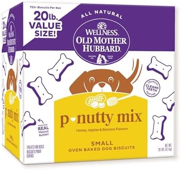 Old Mother Hubbard by Wellness P-Nutty Assorted Mix Natural Dog Treats, Crunchy Oven-Baked Biscuits, Ideal for Training, Small Size, 20 pound box
