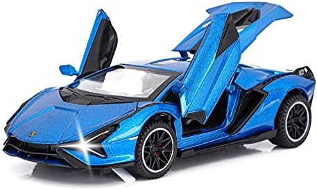 SASBSC Toy Cars Lambo Sian FKP3 Metal Model Car with Light and Sound Pull Back Toy Car for Boys Age 3 + Year Old (Blue)