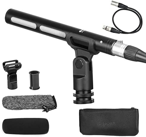 BOYA XLR Microphone, Professional Cardioid Mini Shotgun Condenser Mic with 12-48 Phantom Power for Video Camera Recording Film Interview ENG/EFP