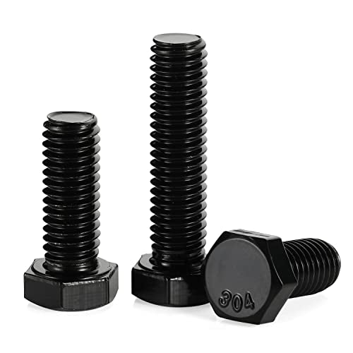 5/16-18 x 2" Hex Head Bolts, Fully Threaded, Stainless Steel 304(18-8) Bolt, Black Finish, Quantity 20