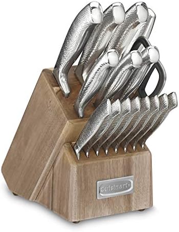 Cuisinart Classic High-Carbon Hammered Stainless Steel Forged Knife Set With Sheath Blade Gaurds (17-Piece Set)