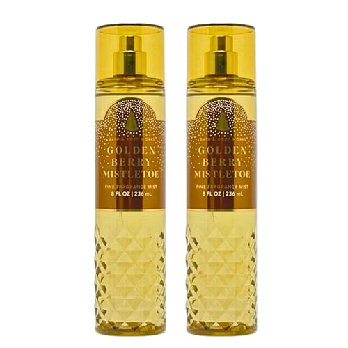 Bath & Body Works Fine Fragrance Mists, Set of 2, 8oz Each Bottle (Golden Berry Mistletoe)