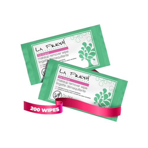 LA Fresh Makeup Remover Wipes with Vitamin E - Make up Remover Wipes for Face, Eyes, Lips - Face Wipes Travel Essentials - Case of 200ct Makeup Wipes