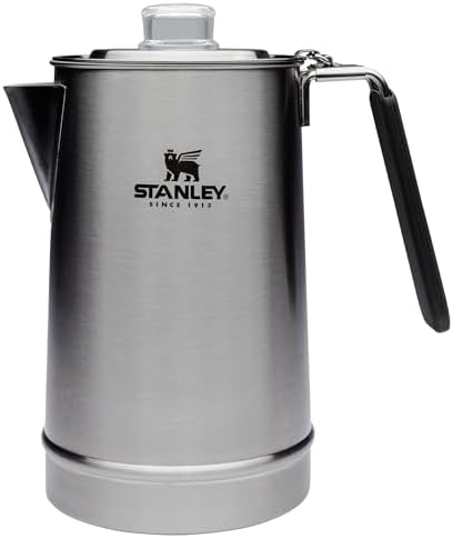 Stanley Coffee Percolator 1.1QT, Stainless Steel Wide Mouth Coffee Press,Large Capacity, Ergonomic Handle, Dishwasher Safe