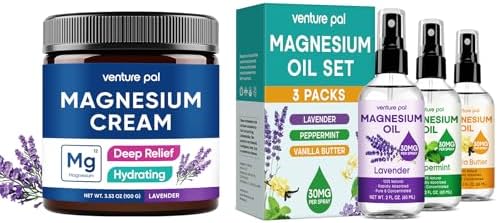 Venture Pal Moisturizing Magnesium Lotion & 3 Packs Topical Magnesium Oil Spray Set