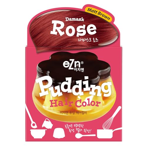 eZn Pudding Hair Dye Ammonia Free Semi-Permanent Self Hair Dye DIY Kit included contain Keratin Made in Korea Beauty (damask rose)
