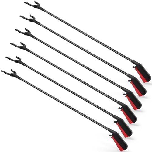 Norme 6 Pcs Grabber Reacher Tool Bulk, 31.5" Long Handle Trash Picker for Elderly, Lightweight Handy Aid Nonslip Claw Grabber for Arm Extension 360 Rotating Pickup Stick