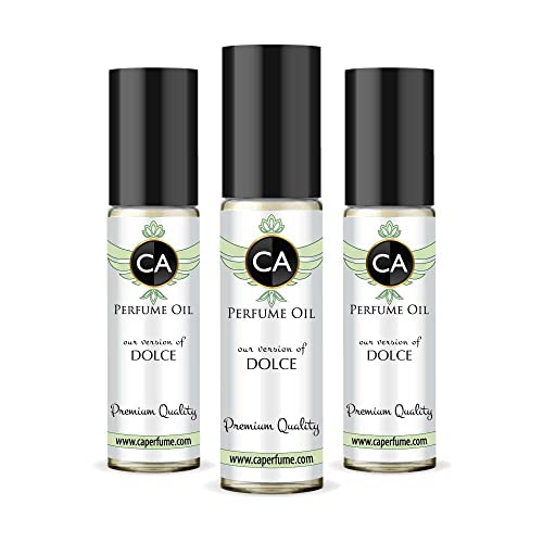 CA Perfume Impression of Dolce For Women Replica Fragrance Body Oil Dupes Alcohol-Free Essential Aromatherapy Sample Travel Size Concentrated Long Lasting Attar Roll-On 0.3 Fl Oz-X3