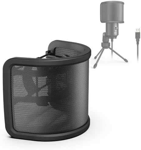 FIFINE Pop Filter Screen, Compact Microphone Pop Shield Windscreen with Metal Mesh for Recording Studio, YouTube Videos, Streaming, Podcast (Black)