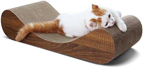 FluffyDream Cat Scratcher Cardboard, Scratching Pad House Bed Furniture Protector, Infinity Shape, Curved (Wood, Bone)