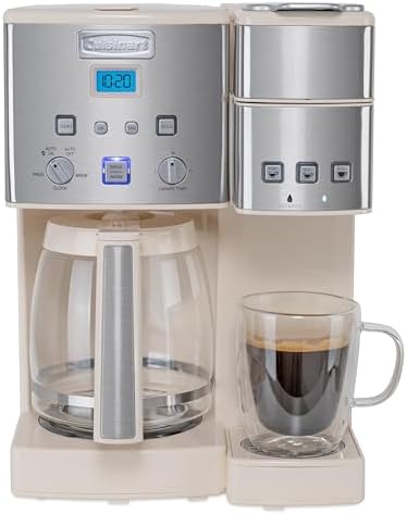 Cuisinart Single Serve + 12 Cup Coffee Maker, Offers 3-Sizes: 6-Ounces, 8-Ounces and 10-Ounces, Cream, SS-15P1CRM