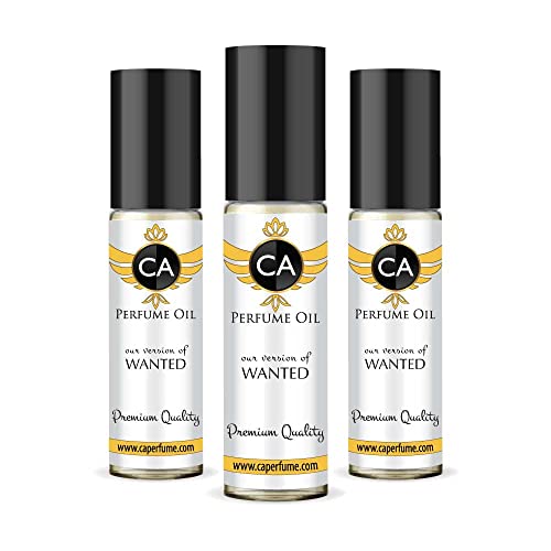 CA Perfume Impression of Wanted For Men Replica Fragrance Body Oil Dupes Alcohol-Free Essential Aromatherapy Sample Travel Size Concentrated Long Lasting Attar Roll-On 0.3 Fl Oz-X3
