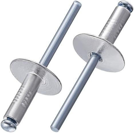 Wensilon(200 pcs) 5/32 * 1/2" Large Cap Open End Aluminum Blind Rivets,4 * 13 Blind Rivet