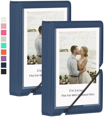 Lifting 2 Pack Mini Photo Album with 28 Pocket 2x3 Inch Pictures Fits for Fujifilm Instax Mini 7s 8 9 11 25 26 40 50s 90 Evo Z2300 Instant Camera, Polaroid Snap,Kpop Photocard Holder (Marine Blue)