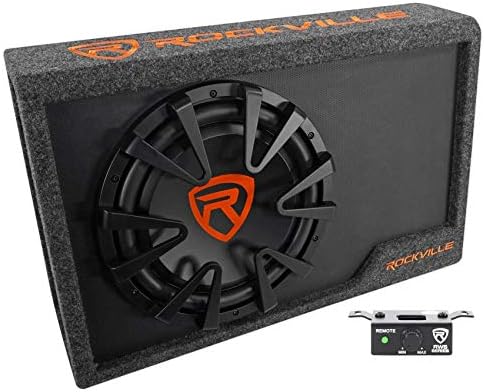 Rockville Rws12ca Slim 1200 Watt 12" Amplified Powered Car Subwoofer Enclosure ,Black