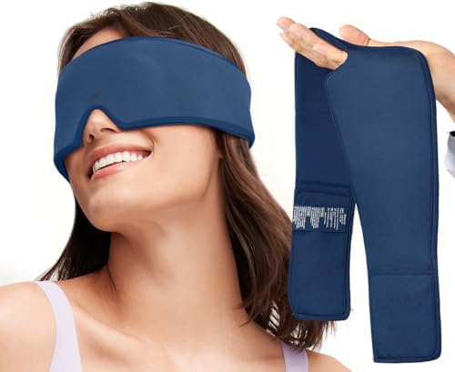 Cooling Eye Mask, Soft Cold Sleep Mask for Dry Eyes, Reusable Gel Eye Cover Ice Pack, Cold Compress Therapy, Stye Eye Treatment, Headache, Dark Circles, Puffy Eyes, Migraines Relief, Blue