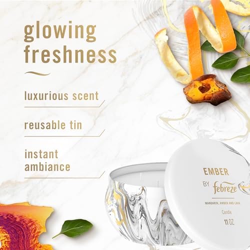 Febreze Scented Candle, Ember Scent, 11 oz 4 Wick Candle, Single Pack