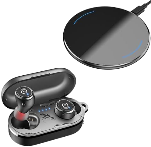 TOZO T10 (Ergonomic Edition) Wireless Earbuds Bluetooth 5.3 Headphones 2024 Upgraded W1 Wireless Charger 15W Max Fast Wireless Charging Pad