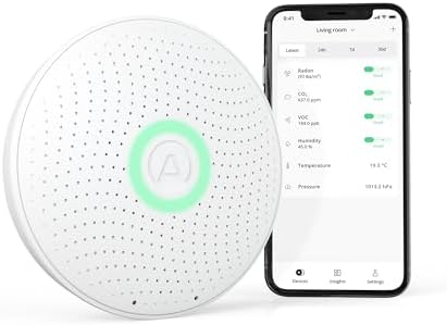 Airthings 2930 Wave Plus - Radon & Air Quality Monitor, Battery Powered (CO2, VOC, Humidity, Temp, Pressure)