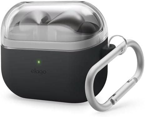 elago Compatible with Samsung Galaxy Buds 3 Case & Galaxy Buds 3 Pro Case, Duo Case with Carabiner, Premium Silicone + TPU Cover, Wireless Charging, Headphone Accessories, for Men, for Women (Black)