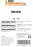 BulkSupplements.com Folic Acid Powder - Vitamin B9, Folic Acid Supplement - Folic Acid Prenatal Vitamins, Folic Acid 800 mcg - Gluten Free, 480mcg per Serving, 100g (3.5 oz) (Pack of 1)