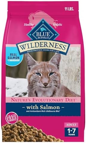 Blue Buffalo Wilderness Natural High Protein Grain Free Salmon Dry Food for Adult Cats 11 lbs.