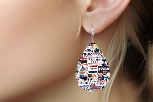 Patriotic Red White Blue Trump Earrings