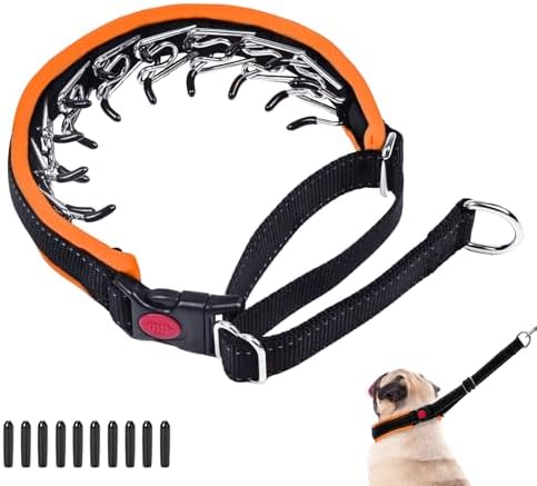 Martingale Collar for Dogs, Heavy Duty Nylon No Pull Dog Collar with Buckle, Adjustable Anti Pull Collar Reflective Slip Collar for Large Medium Small Dog Training Walking L Orange