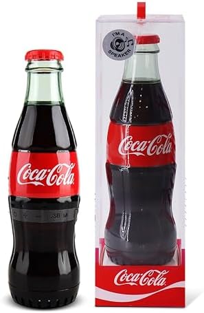 Official Coca-Cola Bottle Shaped Bluetooth Speaker – Portable Wireless Speaker with Bluetooth 5.0, Deep Bass, AUX Input, Long Battery Life – Loud HD Sound for Home, Travel, Party & Outdoor Use