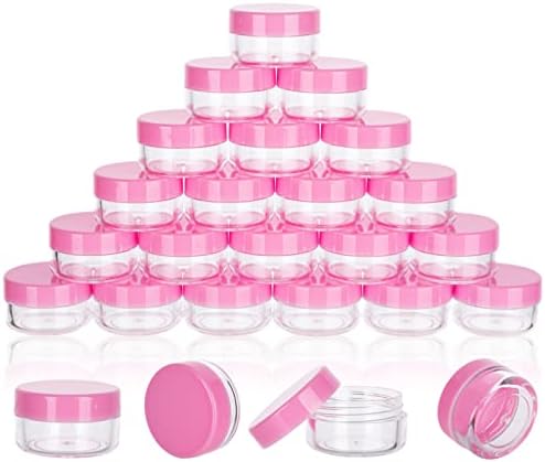 5 Gram Sample Containers with Lids, 100 Count 5ML Sample Jars, Empty Cosmetic Containers with Lids, Small Makeup Travel Containers for Glitter, Lotion, Cream, Beads, with Labels, Mini Spatulas
