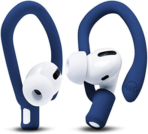 WC HookZ - Patented Upgraded Over Ear Hooks for AirPods Pro 1, 2 & AirPods 1, 2 & 3- Two Size Pairs Included in Package, Unique Left & Right Hook, Made by Wicked Cushions | Navy Blue
