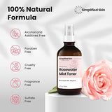 Rose Water Spray for Face & Hair - 100% Natural Organic Face Toner - Alcohol-Free Makeup Remover - Anti-Aging Self Care Beauty Mist - Face Care - Hydrating Rosewater Refill - 8 Oz