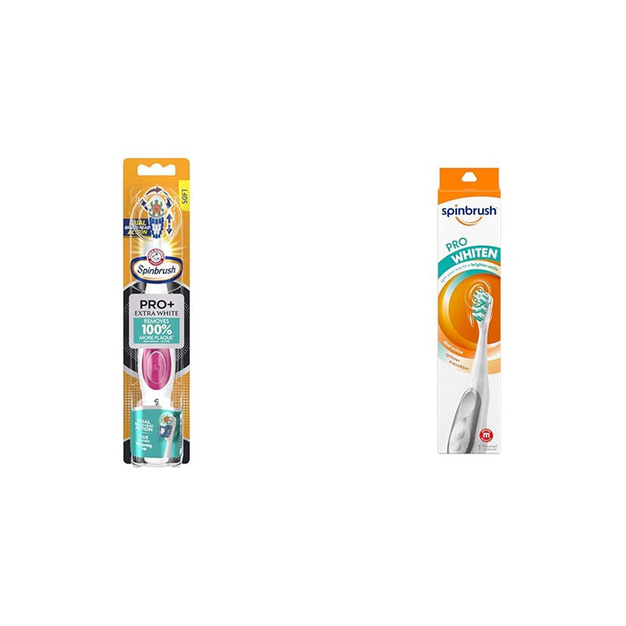 Spinbrush Battery Toothbrushes with Whitening - Extra White Removes 100% More Plaque, Whiten Teeth in 1 Week