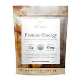 Truvani Protein + Energy Drink Mix with Caffeine & Adaptogens | USDA Certified Organic, Vegan, Non-GMO, & Gluten Free | Vanilla Latte (20 Servings)