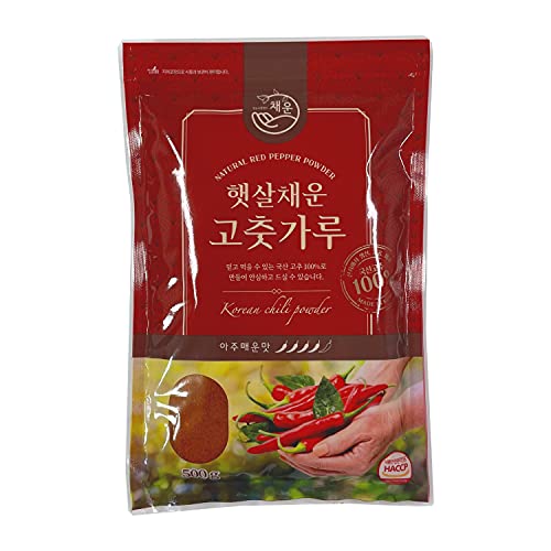 Chaeun Korean Premium Red Chili Pepper Flakes Seasoning Powder Gochugaru 1.1Lb / 500g, Origin Korea - Coarse / Fine Type(Very Spicy - Fine)