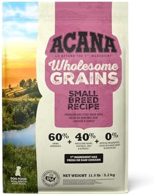 ACANA Wholesome Grains Dry Dog Food, Small Breed Recipe, Chicken and Turkey Dog Food, 11.5lb
